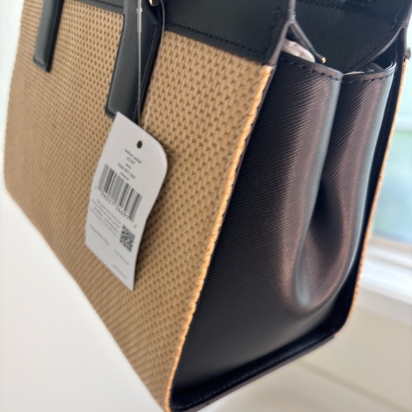 Kate Spade Cameron KC787 Satchel – Straw & Black Saffiano Leather, Gold Hardware - Picture 7 of 10